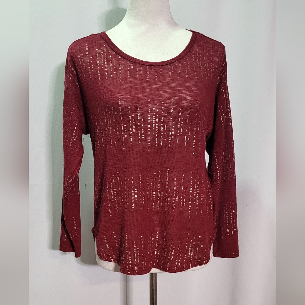 No Boundaries Juniors Burgundy Red Long Sleeve Tunic Top Size Small (3-5) - Picture 2 of 9